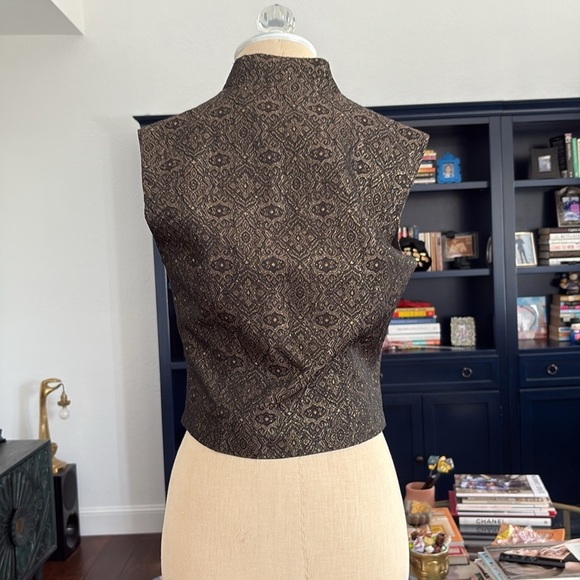 Vintage Georgiou Studio gold & black Vest size 6 - Picture 3 of 7